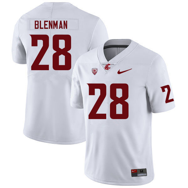 Men #28 Jhameil Blenman Washington State Cougars College Football Jerseys Sale-White